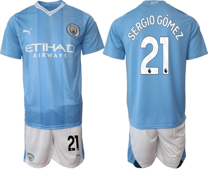 Men 2023-2024 Club Manchester City home Light blue 21 Soccer Jersey